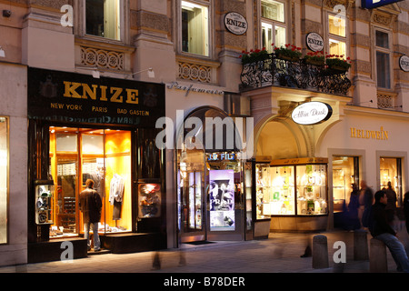 Shopping Mile, de commerces de détail, Graben dans la soirée, ville, Vienne, Autriche, Europe Banque D'Images