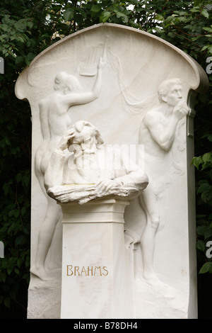 Johannes Brahms, pierre tombale pierre sépulcrale, Wiener Zentralfriedhof, cimetière, Vienne, Autriche, Europe Banque D'Images