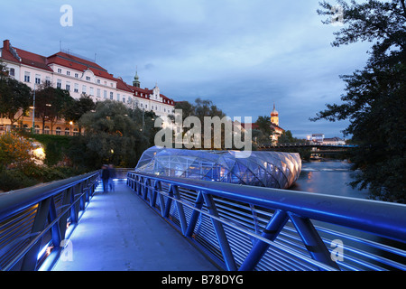 Murinsel, Murinsel sur rivière Mur, Graz, Styria, Austria, Europe Banque D'Images