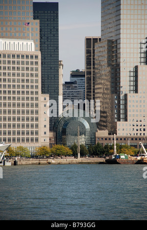 New York Harbor et financial district, le World Financial Center Banque D'Images