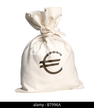 De l'argent sac avec symbole Euro Banque D'Images