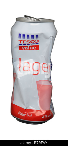 Plus grande valeur Tesco écrasé peut Banque D'Images