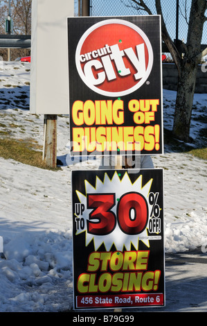 Magasin d'électronique Circuit City détail Fermeture de l'entreprise signe Banque D'Images