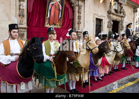 Els Cavallets, célébrer la diada, ou la fête nationale catalane, à Palma, Majorque Banque D'Images