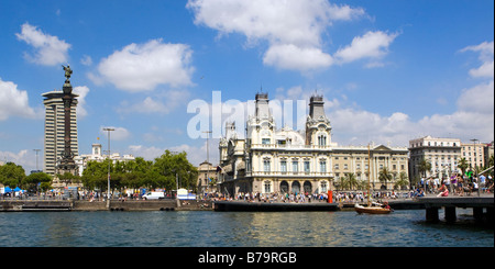 La VILLE DE BARCELONE ESPAGNE MONUMENT DE COLOMB EN PLACE COLON Banque D'Images