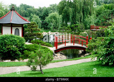 Le JARDIN JAPONAIS À NORMANDALE COMMUNITY COLLEGE, à Bloomington, Minnesota. L'été. Banque D'Images