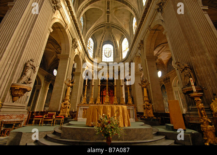 Intérieur de l'église paroissiale catholique de Saint-Sulpice de Paris, France, Europe Banque D'Images