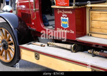 Fire Brigade nostalgie, vieux camion de pompiers, en détail Banque D'Images