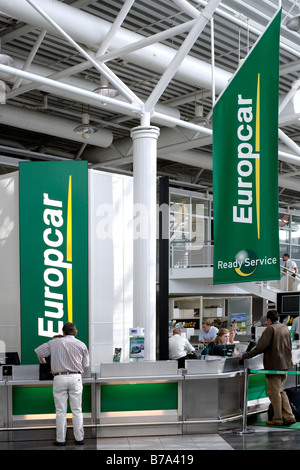 Bureau de location d'Europcar location de voiture a l'aéroport de Munich, Bavaria, Germany, Europe Banque D'Images