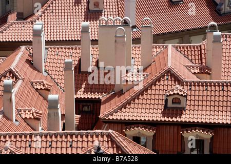 Vue depuis le quartier de Malá Strana, sur les toits de Prague, République Tchèque, Europe Banque D'Images