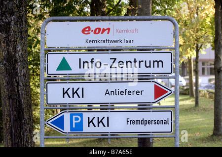 Centrale nucléaire Isar EON II, la signalisation, l'Essenbach, Bavaria, Germany, Europe Banque D'Images