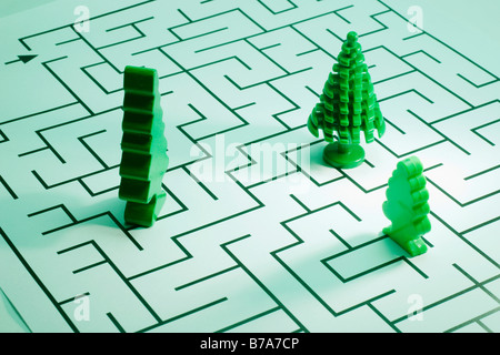 Arbres miniatures sur maze Banque D'Images