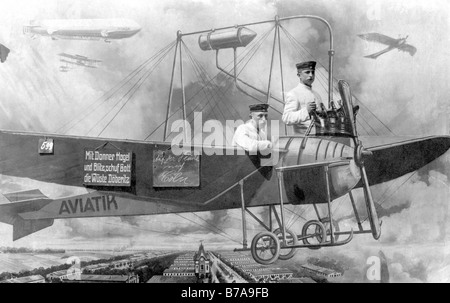Photo historique, Première Guerre mondiale, deux soldats en avion faux Banque D'Images