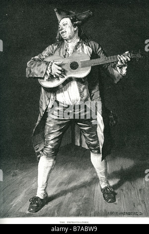 Improvisator guitar music musician playing instrument d'écoute de l'artiste costume romance romantique classique classique indoo Banque D'Images