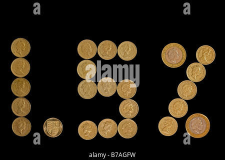 L'une et deux pièces formant le British pound 1,5  % symbole, Grande-Bretagne, Royaume-Uni, Europe Banque D'Images