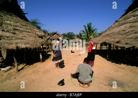 Laos, province de Luang Nam Tha, Muang Sing, village de Lakham, minorité ethnique Akha Banque D'Images