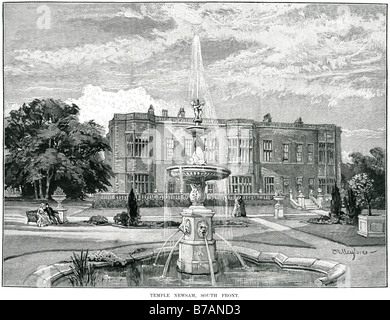 TudorJacobean temple newsam house Capability Brown south/fountain park banc de jardin hall Banque D'Images