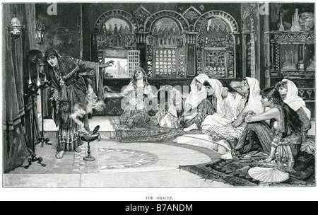 Consulter l'Oracle John William Waterhouse montrant huit prêtresses dans un temple de la prophétie Banque D'Images