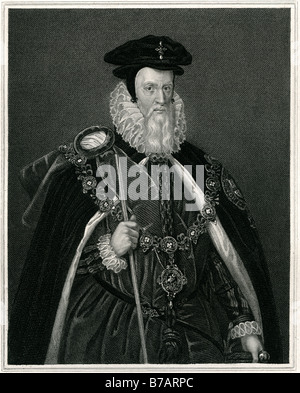 William Cecil, 1er baron Burghley (parfois orthographié Burleigh) (13 septembre 1520 - 4 août 1598), était un homme d'État anglais KG, Banque D'Images