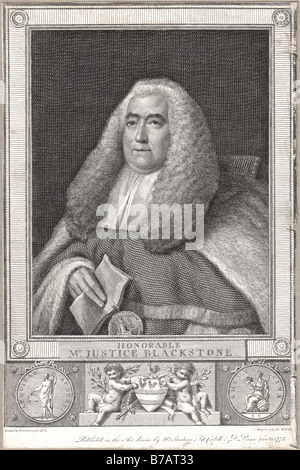 Sir William Blackstone (initialement prononcée Blexstun) (10 juillet 1723 - 14 février 1780) était un juriste et professeur wh Banque D'Images