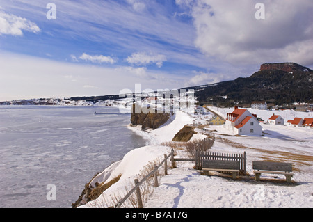 Snow-Covered Région côtière, Gaspasie, Canada, Québec Banque D'Images