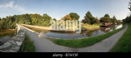 Monmouthshire et canal de Brecon Beacons National park de Brecon powys Pays de Galles uk brynich aqueduc sur la rivière Usk Banque D'Images