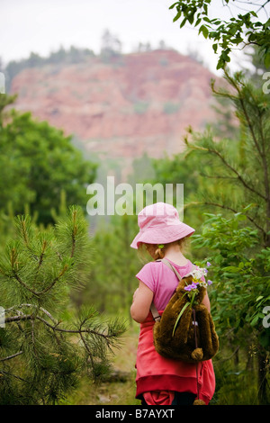 Girl Hiking, Parc National de Wind Cave, Dakota du Sud, USA Banque D'Images