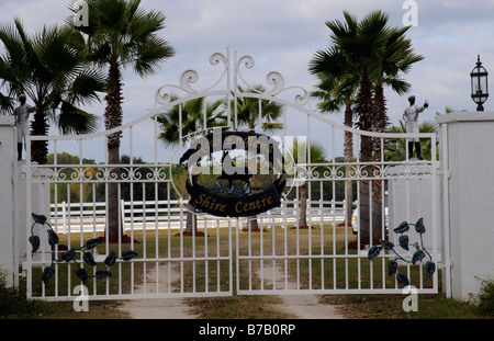 Nouvelle Angleterre Shire Horse Center à Ocala en Floride USA impressionnant portail electrique Banque D'Images