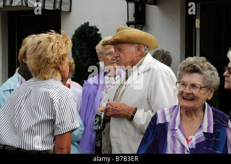 Nouvelle Angleterre Shire Horse Center à Ocala en Floride USA touristes sur un voyage d'études autour de cette attraction touristique populaire Banque D'Images