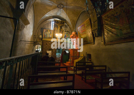Chapelle orthodoxe éthiopienne à l'intérieur de l'église du Saint-Sépulcre dans la vieille ville de Jérusalem Banque D'Images
