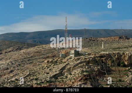 Mâts de radio sur les montagnes de la Sierra De Gador Almeria Espagne Banque D'Images