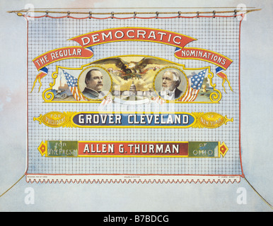 Les candidatures pour le président démocrate Grover Cleveland, de New York. Pour la Vice-prés't, Allen G. Thurman de l'Ohio. Banque D'Images