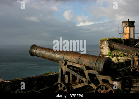 Cannon à Ft. George et donnant sur le port de Saint Georges sur l'île de la Grenade dans les Caraïbes Banque D'Images