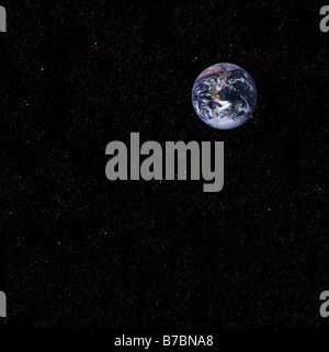Un ciel étoilé avec la Terre créé avec des images de la NASA d'origine Banque D'Images