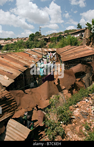 Général des scènes dans et autour de Kibera, le 2ème plus grand bidonville d'Afrique après Soweto. Kibera, Nairobi. Banque D'Images