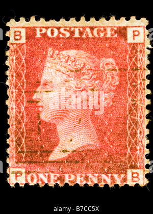 Victorian penny red stamp Banque D'Images