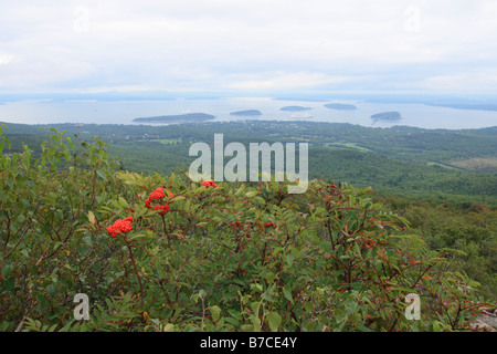 Bar Harbor maine usa vu de mount desert mountain NP acadia dans le Maine, USA Banque D'Images