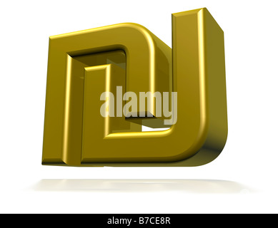 Nouveau shekel israélien 3D render cgi symbole Banque D'Images