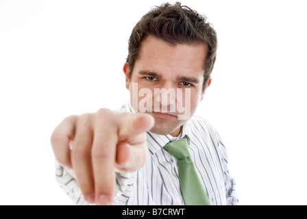 Young businessman pointing at something Banque D'Images