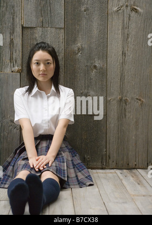 Girl in school uniform Banque D'Images