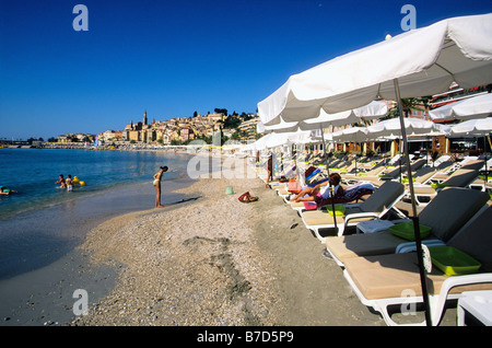 La plage de Garavan à Menton Banque D'Images