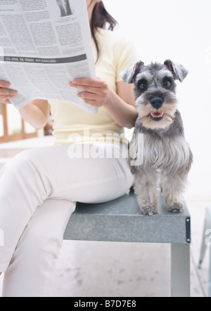 Femme et chien Banque D'Images