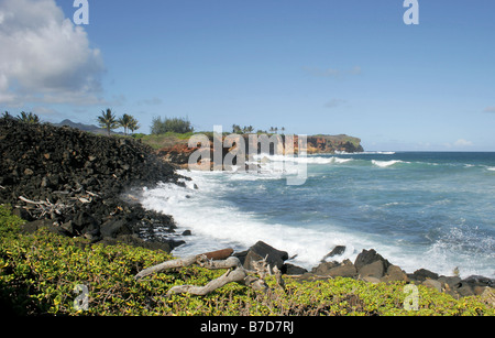 Hawaiian Heiau Rive sud de Kauai Hawaii Banque D'Images