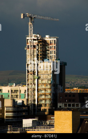 Un bâtiment en construction dans le centre-ville, Manchester, Angleterre, RU Banque D'Images