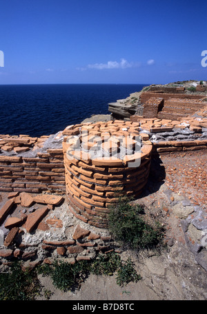 Ruines, zone archéologique de la Villa Giulia, l'île de Ventotene, lazio, Italie Banque D'Images