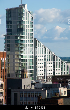 Vue de haut niveau de la Great Northern Tower apartment block, Manchester, Angleterre, RU Banque D'Images