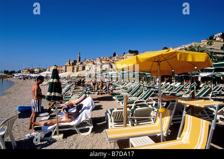 La plage de Garavan à Menton Banque D'Images