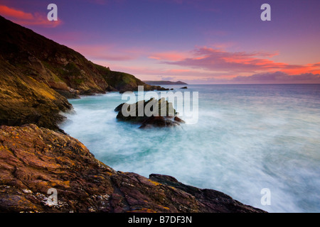 Coucher de soleil sur rame head cornwall whitsand bay uk europe Banque D'Images