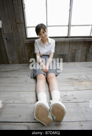 Girl in school uniform Banque D'Images