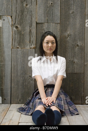 Girl in school uniform Banque D'Images